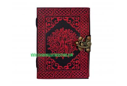 Book Of Shadow Embossed Leather Celtic Tree Of Life 120 Leaf Diary Journal with Clasp Dairy